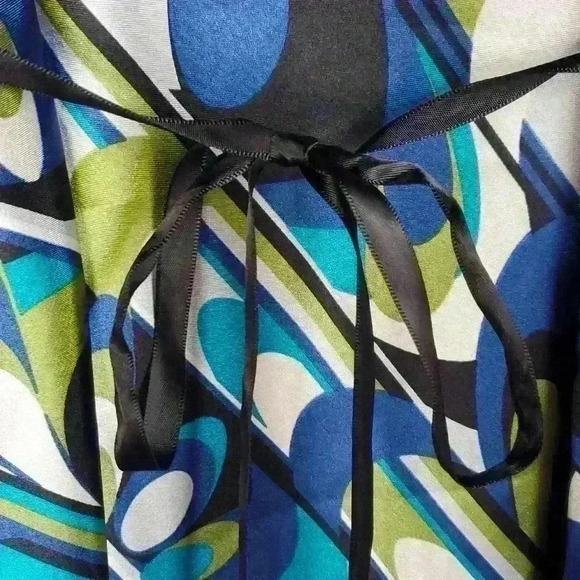 Vintage Y2K BCX Satin Ruched Empire Waist Cami Tank Top sz M ~Retro Swirl~ - Picture 7 of 10